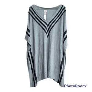 Chico’s Gray and Black Boho Poncho Sweater Size Small Medium
